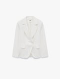 Keten Karışımlı Uzun Kollu Düğmeli Cepli Kruvaze Blazer Ceket