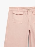 Pamuklu Düğmeli Normal Bel Cep Detaylı Bol Paça Pantolon - Culotte Jeans