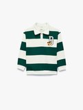 İşleme Detaylı Düğmeli Uzun Kollu Oversize Polo Yaka Sweatshirt