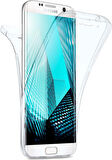 Samsung Galaxy S6 Edge Uyumlu Ön Arka 360 Tam Koruma Şeffaf Soft Silikon Kılıf