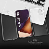 Samsung Galaxy Note 20 Ultra Uyumlu Ön Arka 360 Tam Koruma Şeffaf Soft Silikon Kılıf