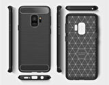 Samsung Galaxy S9 ile Uyumlu Kamera Korumalı Darbe Önleyici Carbon Brushed Silikon Kılıf