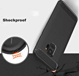 Samsung Galaxy S9 ile Uyumlu Kamera Korumalı Darbe Önleyici Carbon Brushed Silikon Kılıf