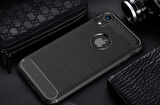 iPhone XR ile Uyumlu Kamera Korumalı Darbe Önleyici Carbon Brushed Silikon Kılıf