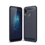 Huawei P20 Lite ile Uyumlu Kamera Korumalı Darbe Önleyici Carbon Brushed Silikon Kılıf