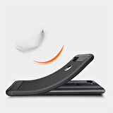 Xiaomi Mi 8 Lite ile Uyumlu Kamera Korumalı Darbe Önleyici Carbon Brushed Silikon Kılıf