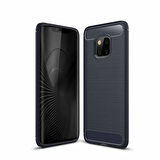 Huawei Mate 20 Pro ile Uyumlu Kamera Korumalı Darbe Önleyici Carbon Brushed Silikon Kılıf