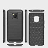 Huawei Mate 20 Pro ile Uyumlu Kamera Korumalı Darbe Önleyici Carbon Brushed Silikon Kılıf