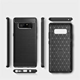 Samsung Galaxy Note 8 ile Uyumlu Kamera Korumalı Darbe Önleyici Carbon Brushed Silikon Kılıf