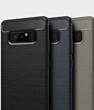 Samsung Galaxy Note 8 ile Uyumlu Kamera Korumalı Darbe Önleyici Carbon Brushed Silikon Kılıf