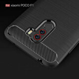 Xiaomi Pocophone F1 ile Uyumlu Kamera Korumalı Darbe Önleyici Carbon Brushed Silikon Kılıf