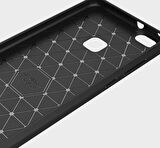 Huawei P10 ile Uyumlu Kamera Korumalı Darbe Önleyici Carbon Brushed Silikon Kılıf