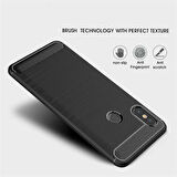 Xiaomi Redmi Note 5 Pro ile Uyumlu Kamera Korumalı Darbe Önleyici Carbon Brushed Silikon Kılıf