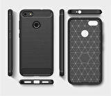 Huawei P9 Lite Mini ile Uyumlu Kamera Korumalı Darbe Önleyici Carbon Brushed Silikon Kılıf