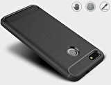 Huawei P9 Lite Mini ile Uyumlu Kamera Korumalı Darbe Önleyici Carbon Brushed Silikon Kılıf