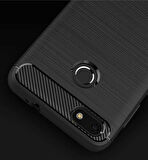 Huawei P9 Lite Mini ile Uyumlu Kamera Korumalı Darbe Önleyici Carbon Brushed Silikon Kılıf