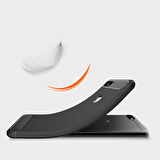 Huawei Y7 2018 ile Uyumlu Kamera Korumalı Darbe Önleyici Carbon Brushed Silikon Kılıf