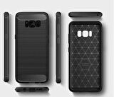 Samsung Galaxy S8 Plus ile Uyumlu Kamera Korumalı Darbe Önleyici Carbon Brushed Silikon Kılıf