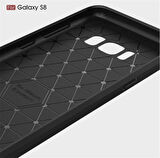 Samsung Galaxy S8 Plus ile Uyumlu Kamera Korumalı Darbe Önleyici Carbon Brushed Silikon Kılıf