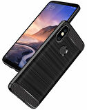 Xiaomi Mi Max 3 ile Uyumlu Kamera Korumalı Darbe Önleyici Carbon Brushed Silikon Kılıf