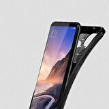 Xiaomi Mi Max 3 ile Uyumlu Kamera Korumalı Darbe Önleyici Carbon Brushed Silikon Kılıf
