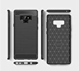 Samsung Galaxy Note 9 ile Uyumlu Kamera Korumalı Darbe Önleyici Carbon Brushed Silikon Kılıf