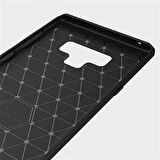 Samsung Galaxy Note 9 ile Uyumlu Kamera Korumalı Darbe Önleyici Carbon Brushed Silikon Kılıf