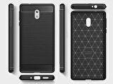 Nokia 3 ile Uyumlu Kamera Korumalı Darbe Önleyici Carbon Brushed Silikon Kılıf