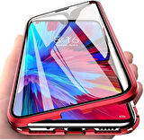 Samsung Galaxy M10 Uyumlu Kılıf Önü Açık Arkası Temperli Camlı Manyetik Adsorpsiyon Darbeye Dayanıklı Kapak