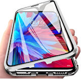 Samsung Galaxy A10 Uyumlu Kılıf Önü Açık Arkası Temperli Camlı Manyetik Adsorpsiyon Darbeye Dayanıklı Kapak