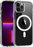 iPhone 13 Pro Uyumlu Kamera Korumalı Magsafe Wireless Şarj Özellikli Şeffaf Silikon Kılıf