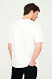 GTR Logolu Oversize B-Shirt Beyaz