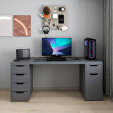 Alen 180 Cm 5 Çekmeceli Dolaplı Çalışma & Oyuncu Masası - Antrasit