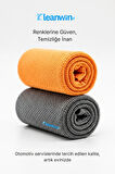 Lucid Mikrofiber Araba Cam Bezi 50x70 Cm 240 GSM – Turuncu & Gri – Cam Silme ve Kurulama Bezi