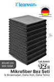 12 Adet 40x40Cm Titan Mikrofiber Bez Araba Kurulama, Oto Yıkama ve Çok Amaçlı Temizlik Bezi