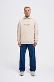 Erkek Birds Embroidered Kapüşonlu Sweatshirt Açık Bej
