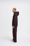 Erkek Basic Diagonel Kapüşonlu Sweatshirt Koyu Kahverengi