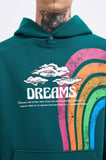 Erkek Rainbow Printed Kapüşonlu Sweatshirt Yağ Yeşili
