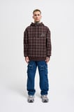 Erkek Leather Applique Kapüşonlu Sweatshirt Koyu Kahverengi