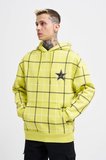 Erkek Leather Applique Kapüşonlu Sweatshirt Neon Sarı