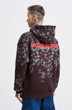 Erkek Splash Printed Kapüşonlu Sweatshirt Koyu Kahverengi