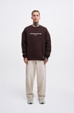 Erkek ICON Baskılı Oversize Sweatshirt Koyu Kahverengi