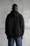 Erkek Nakışlı Fermuarlı Kapüşonlu Sweatshirt Siyah