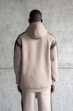 Erkek Hand Made Sprey Efektli Şardonlu Kapüşonlu Sweatshirt Açık Gri
