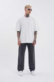 Erkek Relaxed Baggy Jean Pantolon Efektli Antrasit