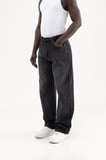 Erkek Oversize Baggy Yıkamalı Jean Pantolon Siyah