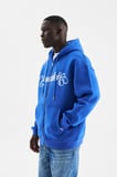Erkek Baskılı Fermuarlı Kapüşonlu Sweatshirt Açık Mavi