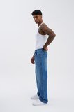 Erkek Machinist Loose Fit Jean Pantolon Mavi