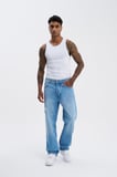 Erkek Machinist Loose Fit Jean Pantolon Açık Mavi