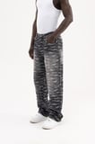 Erkek Desenli Jakarlı Baggy Jean Pantolon Siyah